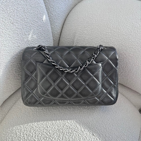 SOLD - CHANEL Iridescent Charcoal Calfskin Mini Rectangular Flap Bag - Picture 3 of 7